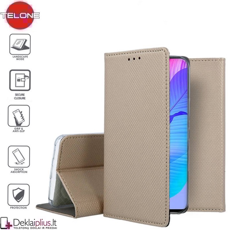 Telone smart magnet serijos atverčiamas dėklas - auksinės spalvos (telefonams Huawei P Smart S/Y8P) Telone smart magnet serijos atverčiamas dėklas - auksinės spalvos (telefonams Huawei P Smart S/Y8P)